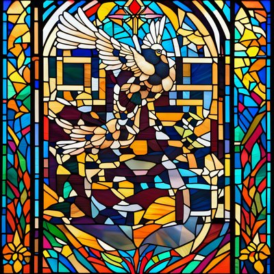 Dove Stained Glass Window QR Code Art