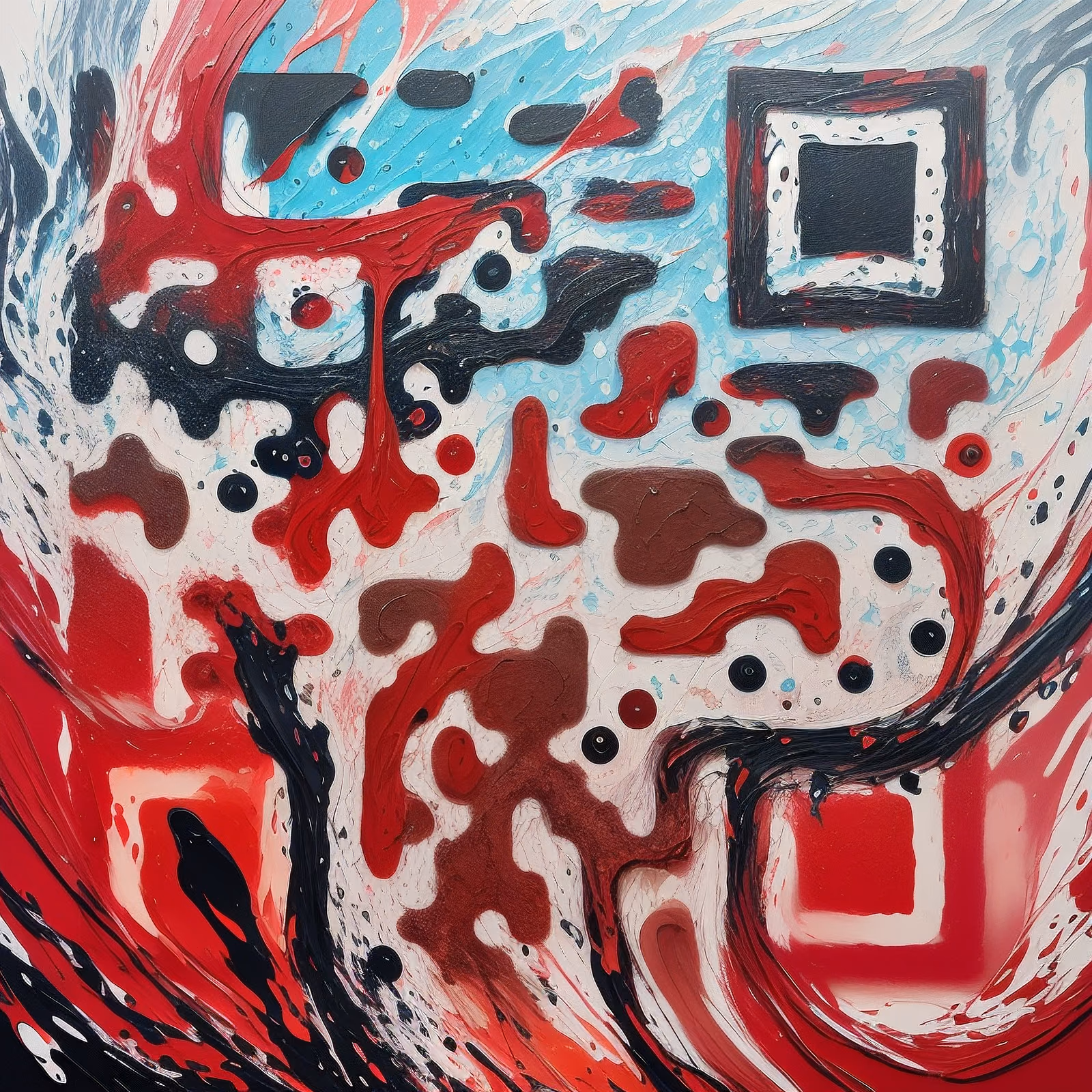 Red and Black Action Painting QR Code Art — image 1