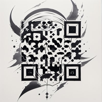 Pirate Skull Bandana Tattoo QR Code for Temporary Tattoos