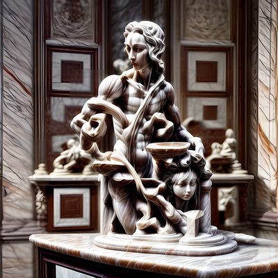 Marble Man Sculpture QR Code Art