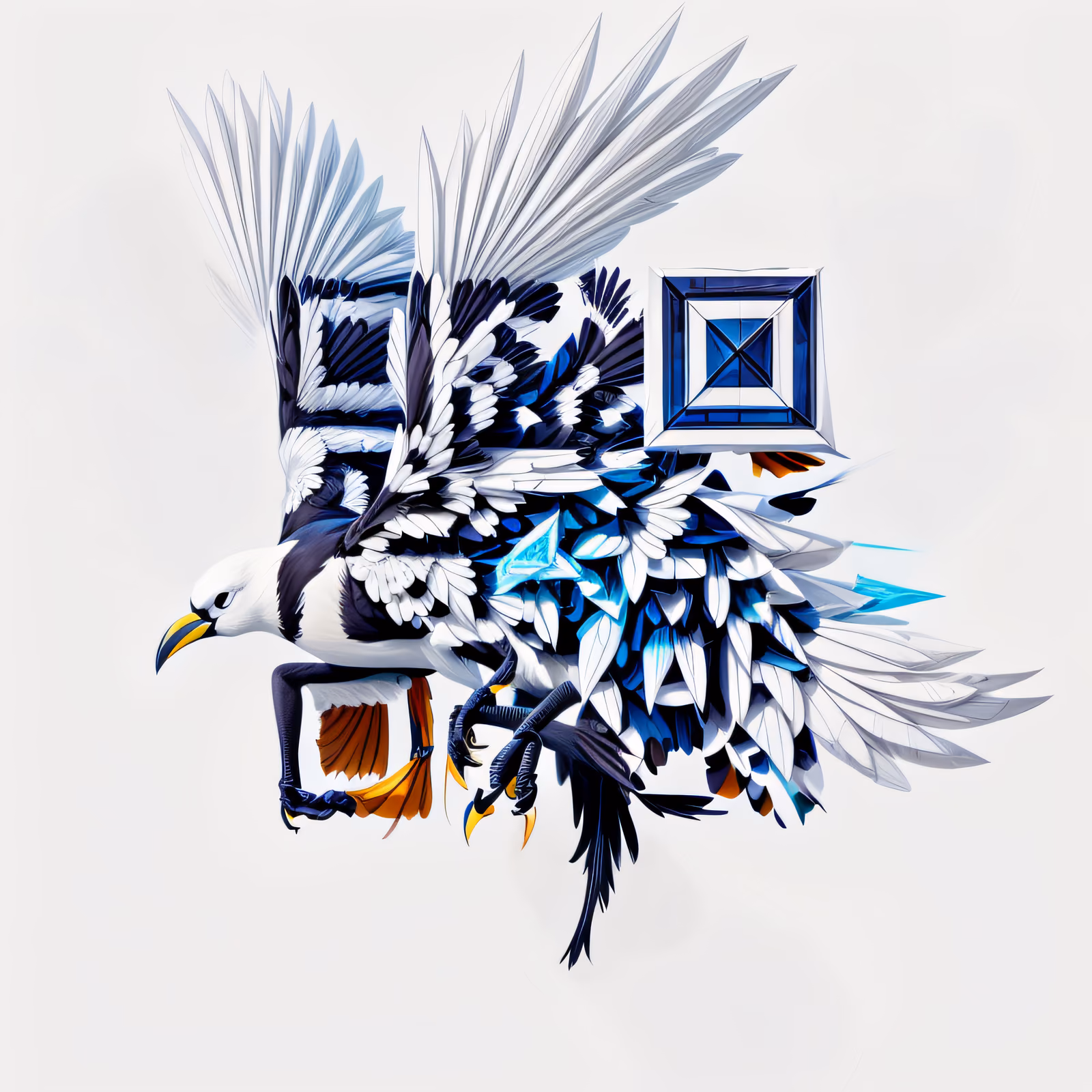 Птица с крыльями из геометрических осколков: 3D QR-код для стикеров — изображение 1