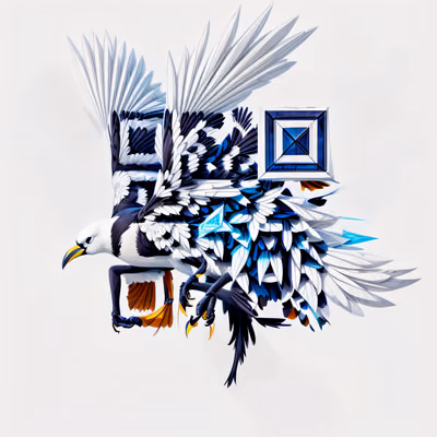 Птица с крыльями из геометрических осколков: 3D QR-код для стикеров — изображение 1