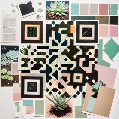 Succulent Paper Collage QR Code Art