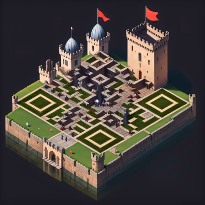 Isometric Medieval Castle 3D QR Code Art — image 1
