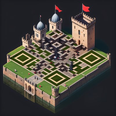 Isometric Medieval Castle 3D QR Code Art