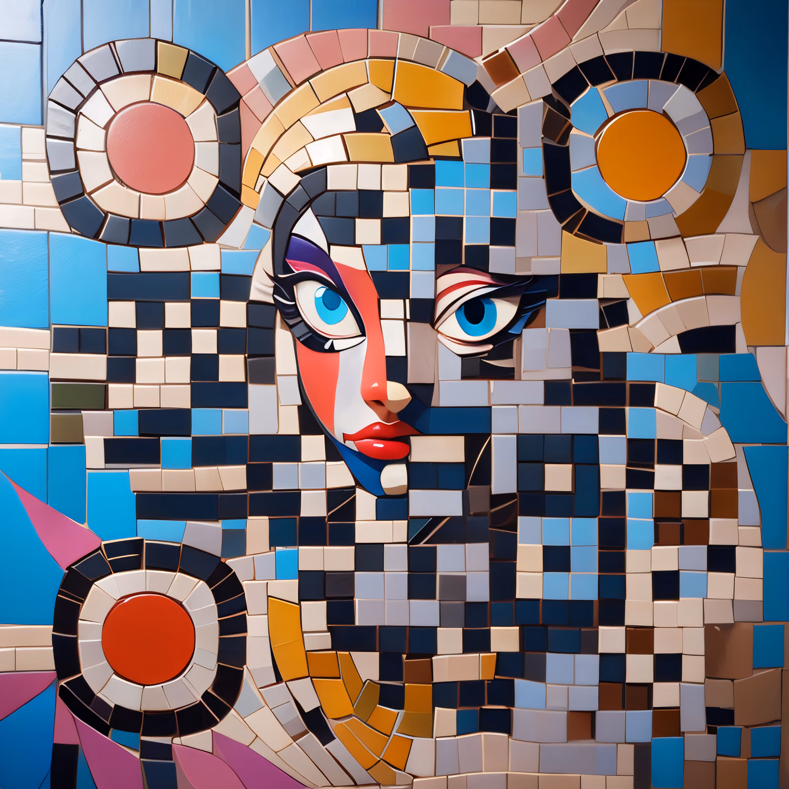Mosaic Woman Face Mural QR Code Art — image 1
