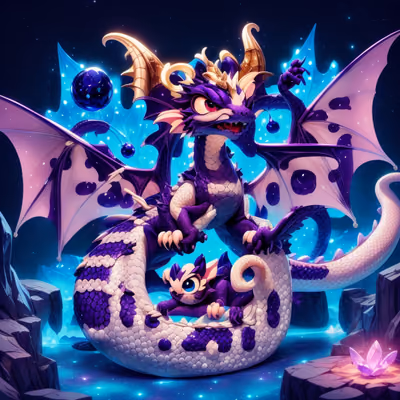 Purple Dragon 3D Cartoon QR Code for Posters — image 1