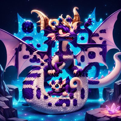 Purple Dragon 3D Cartoon QR Code for Posters