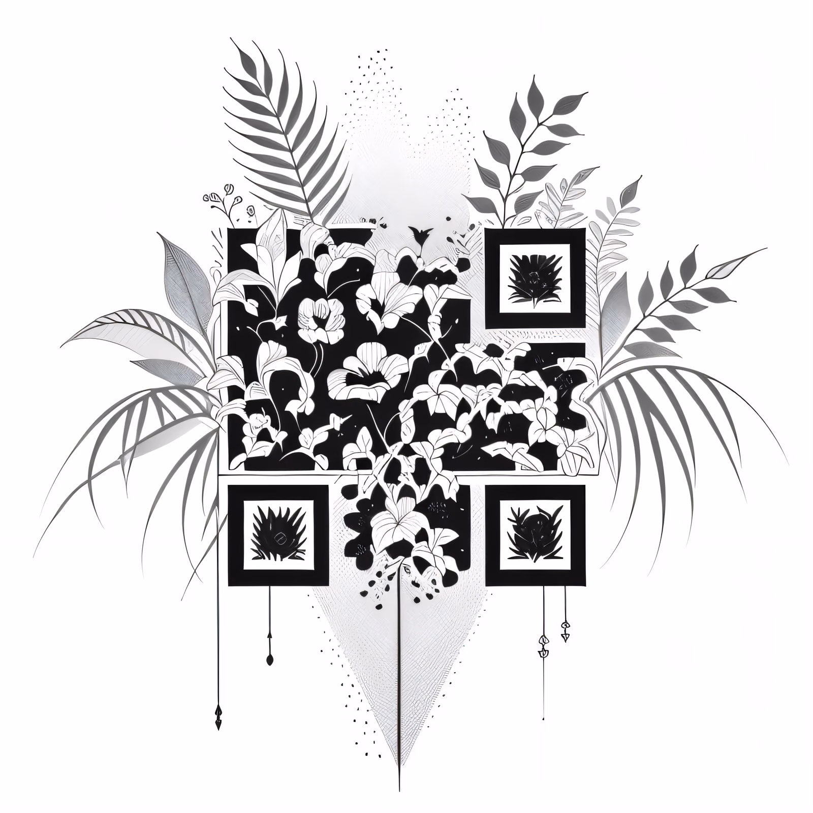 Botanical Ink Tattoo Flowers QR Code for Temporary Tattoos — image 1