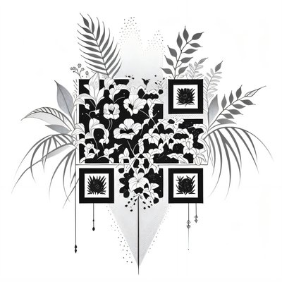 Botanical Ink Tattoo Flowers QR Code for Temporary Tattoos