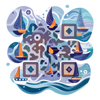 Floating Sailboats Vector Ocean QR Code for Stickers — image 1