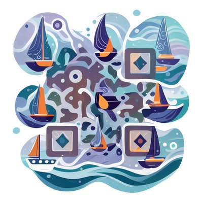 Floating Sailboats Vector Ocean QR Code for Stickers