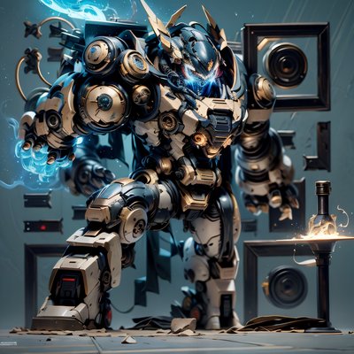 Armored Mecha 3D Render QR Code for Posters