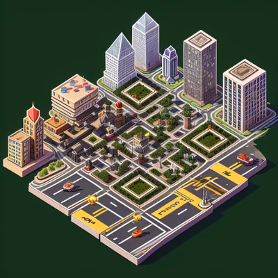 Изометрический центр города в 3D: постер с QR-кодом — изображение 1