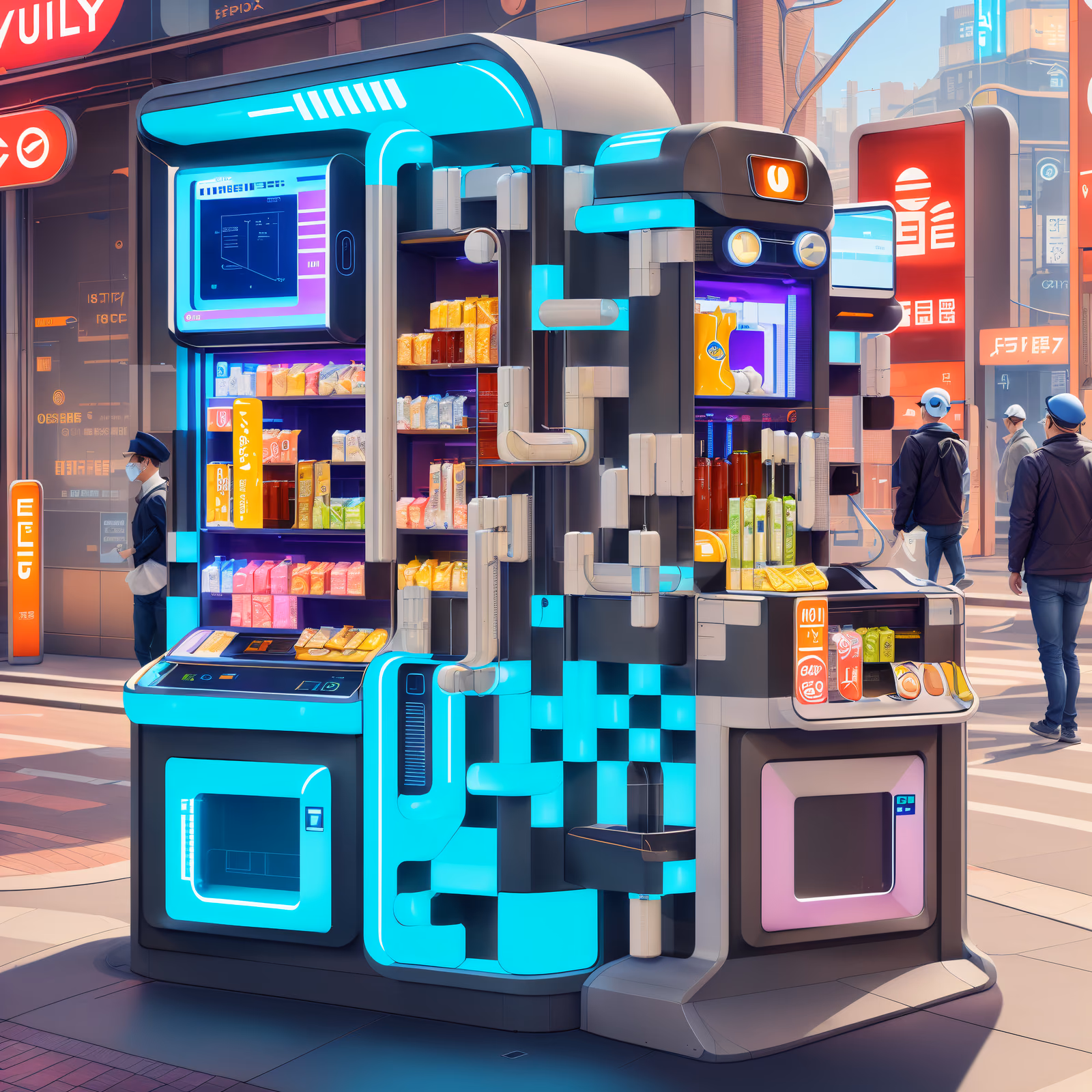 Retrofuturist Street Vending Kiosk QR Code for Posters — image 1