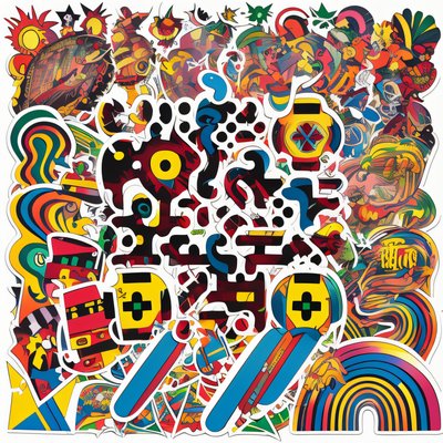 Retro Sticker Bomb Vector QR Code for Stickers