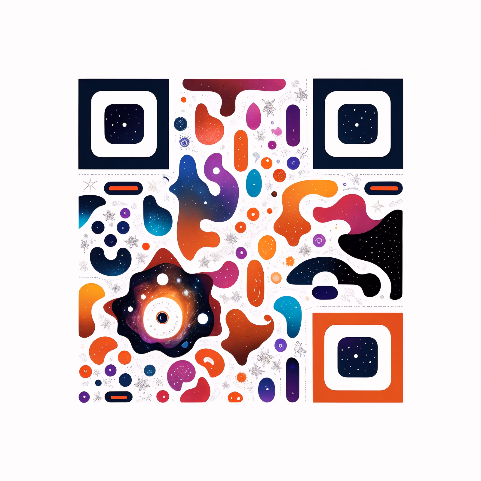Spiral Galaxy Flat Ornamental QR Code for Posters — image 1