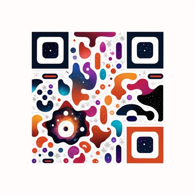 Spiral Galaxy Flat Ornamental QR Code for Posters