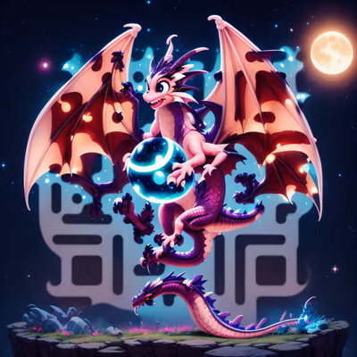 Cute Pink Dragon 3D Cartoon Cartoon Character QR Code for Posters — image 1