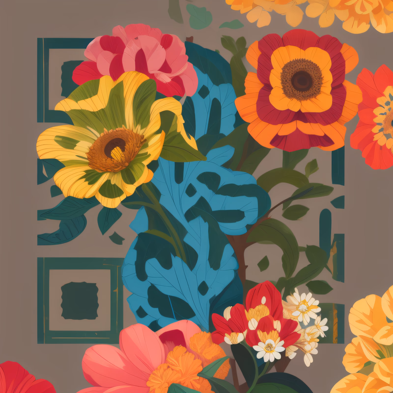 Bold Floral Vector Illustration QR Code Art — image 1
