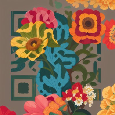Bold Floral Vector Illustration QR Code Art