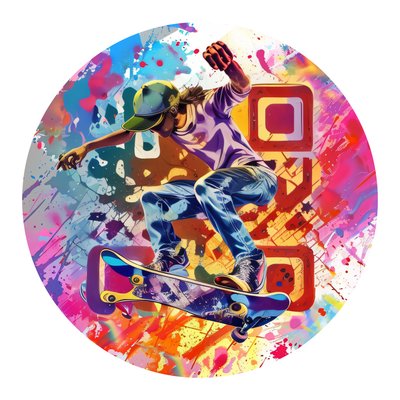 Skateboarder Paint Splatter QR Code for Stickers
