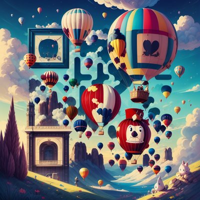 Hot Air Balloons Sky Illustration QR Code for Posters