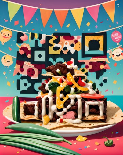 Taco Fiesta Cartoon QR Code for Restaurant Menus
