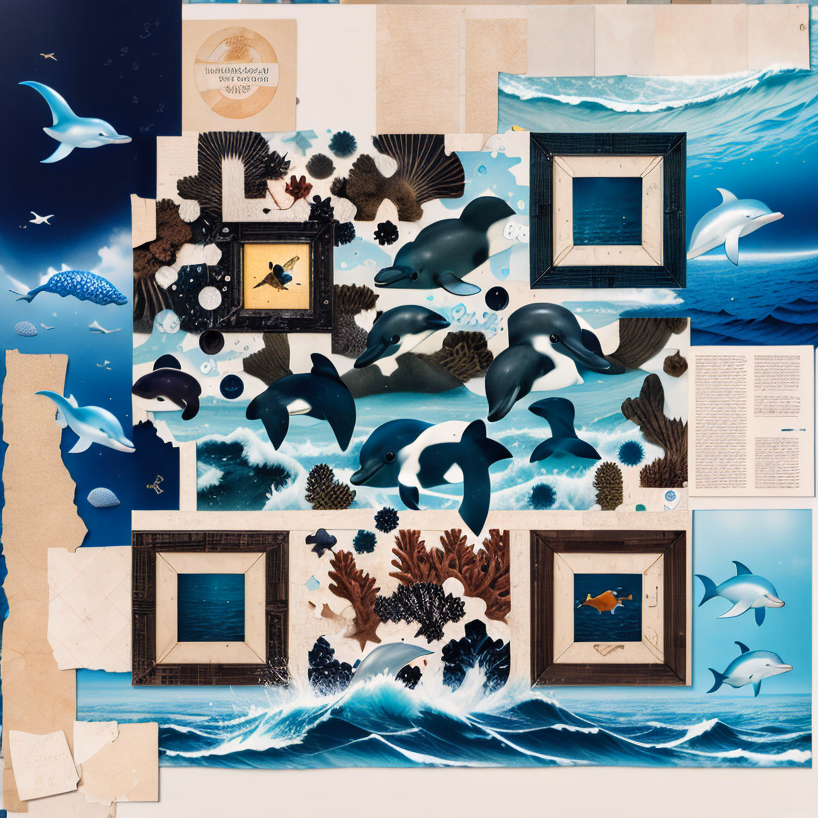 Ocean Animal Paper Collage QR Code Art — image 1