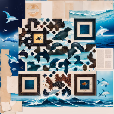 Ocean Animal Paper Collage QR Code Art — image 1