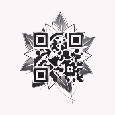 Black Ink Flower Tattoo QR Code for Temporary Tattoos — image 1