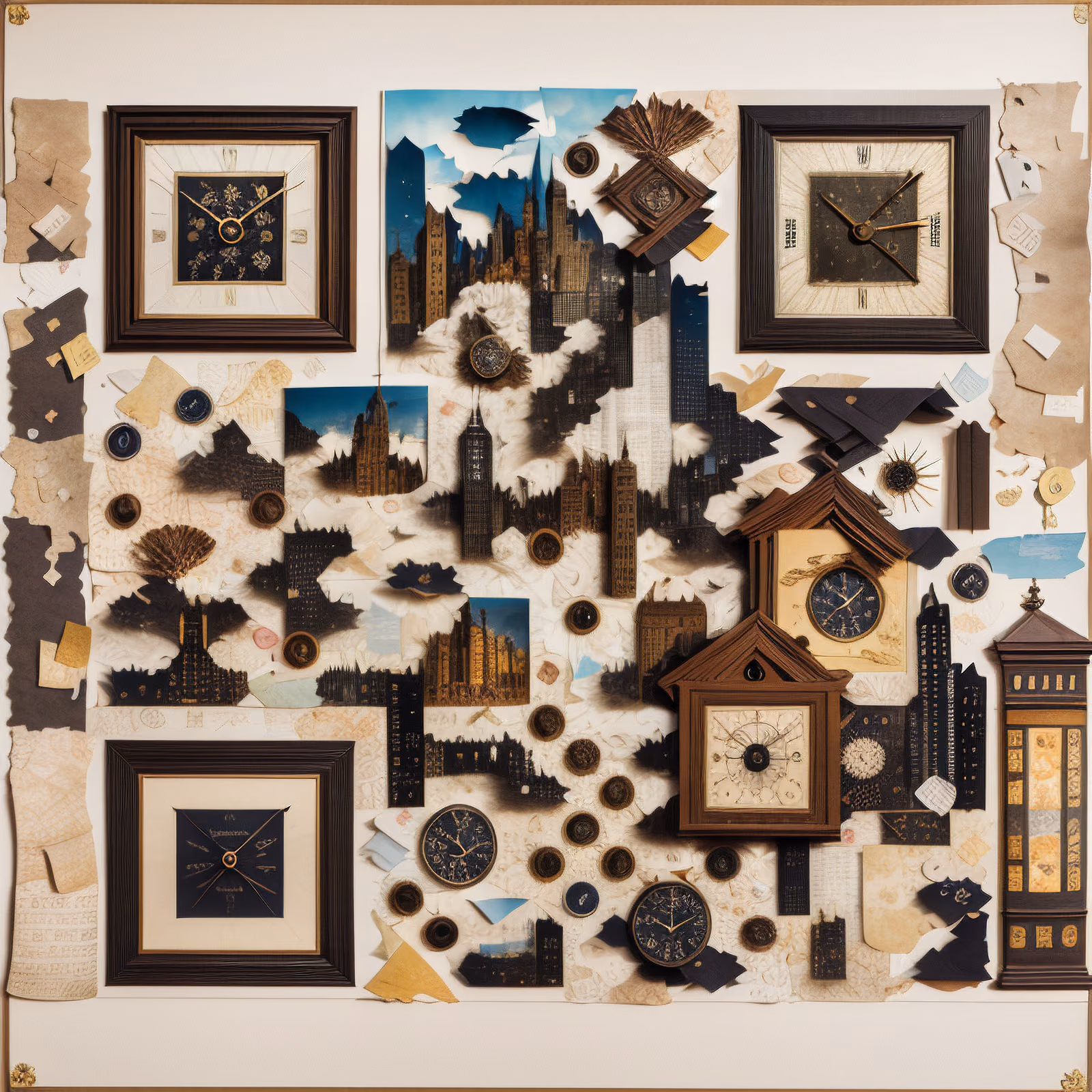 Clocks and Cityscapes Paper Collage QR Code Art — image 1