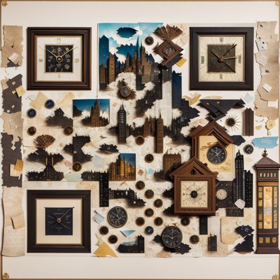 Clocks and Cityscapes Paper Collage QR Code Art
