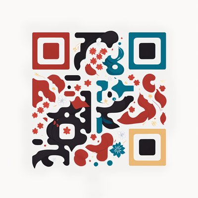 Calligraphy Blossom Flat Vector QR Code Art
