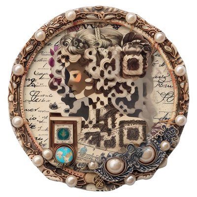 Victorian Woman Profile Collage QR Code for Stickers