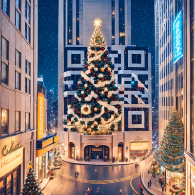 Christmas Tree City Night Scene QR Code for Posters — image 1