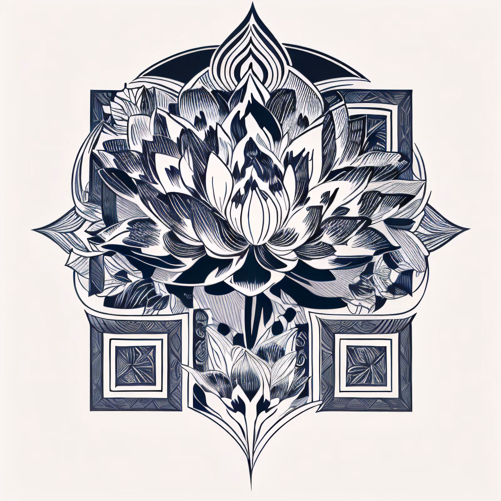 Lotus Flower Tattoo Style QR Code for Temporary Tattoos — image 1