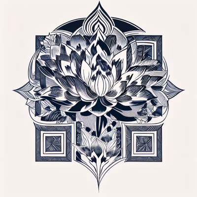 Lotus Flower Tattoo Style QR Code for Temporary Tattoos — image 1