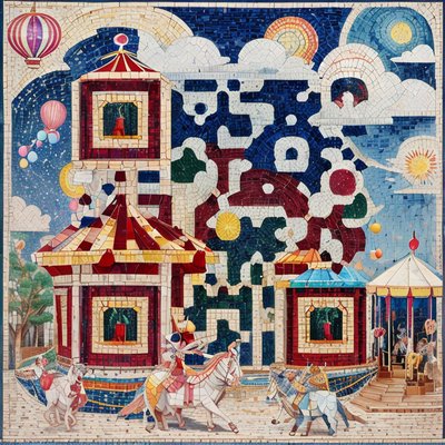 Carnival Carousel Mosaic QR Code Art