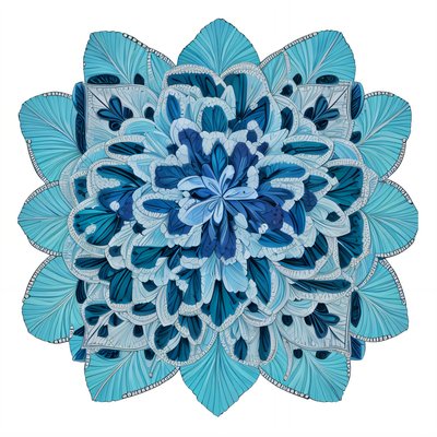 Blue Flower Mandala QR Code Art