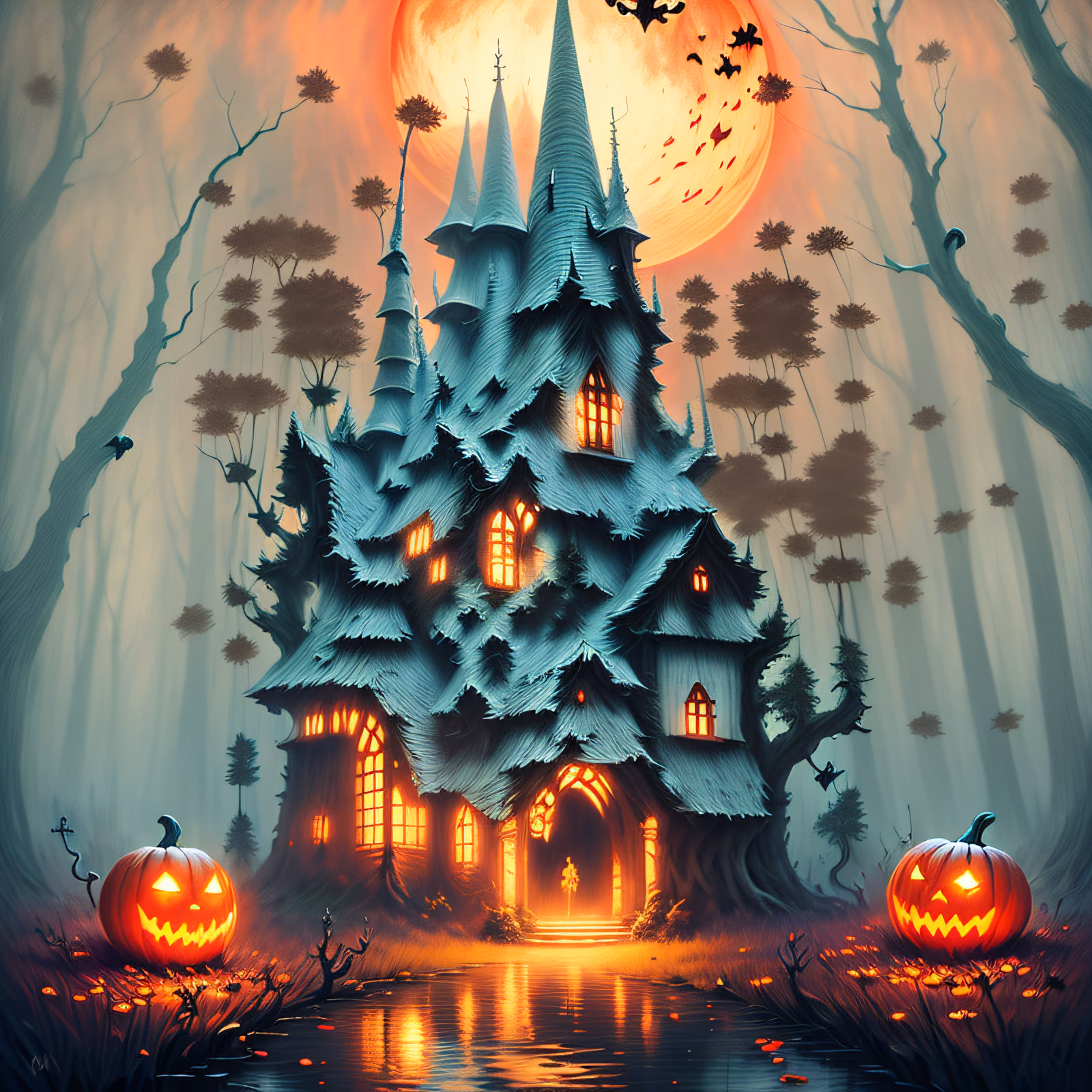Haunted House Halloween Fantasy QR Code for Posters — image 1