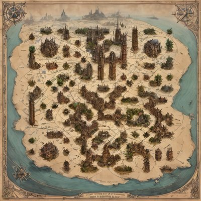 Fantasy City Island Map QR Code Art