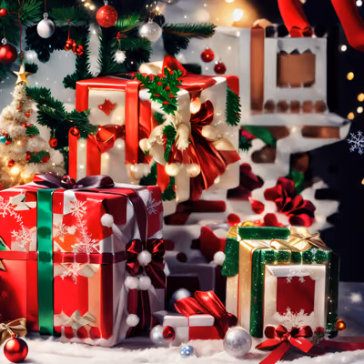 Christmas Gift Boxes Digital Painting QR Code for Greeting Cards — image 1