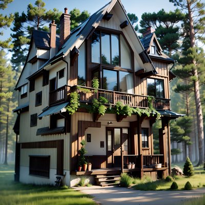 Hyperrealistic Forest House QR Code Art
