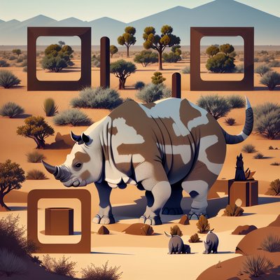 Rhino Savannah Flat Vector QR Code Art