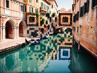 Venetian Canal Gondola Photography QR Code Art