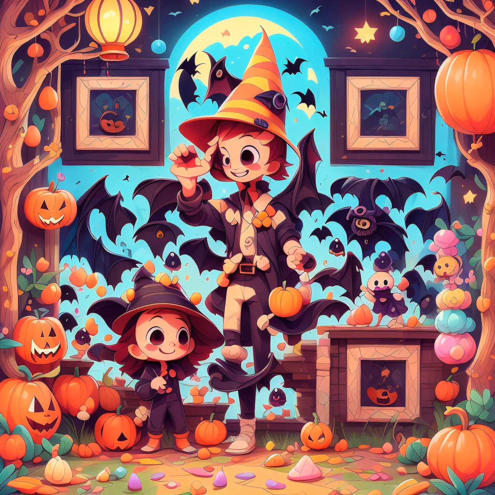Halloween Witch Kids Cartoon QR Code for Flyers — image 1
