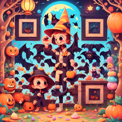 Halloween Witch Kids Cartoon QR Code for Flyers — image 1