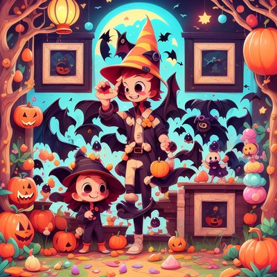 Halloween Witch Kids Cartoon QR Code for Flyers