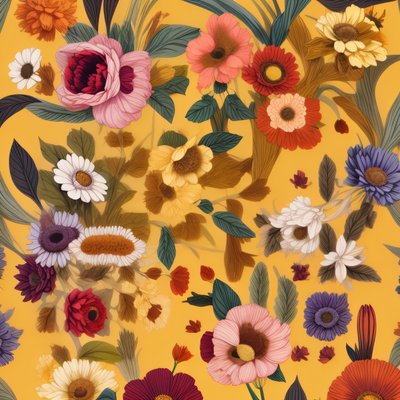 Mustard Floral Vector Pattern QR Code Art